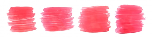 Pink watercolor paint brush stroke set of four