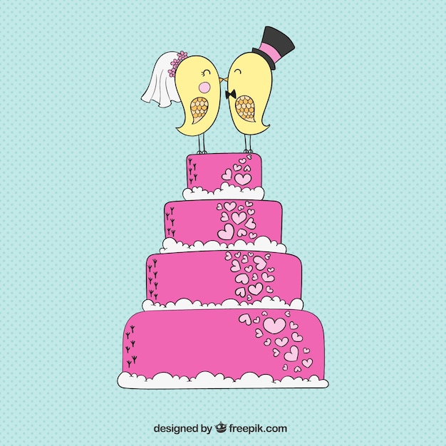 Free Vector pink wedding cake