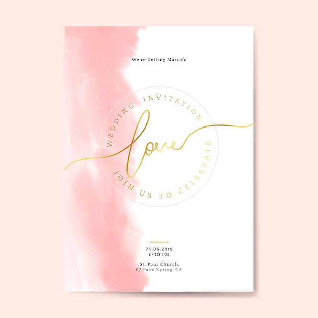 Pink wedding invitation card vector