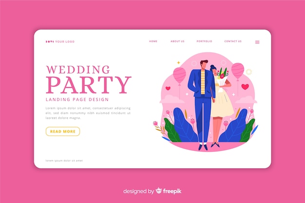 Pink wedding landing page