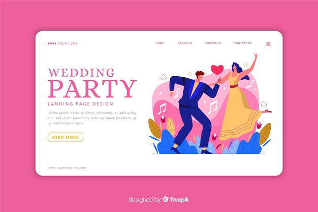 Pink wedding landing page