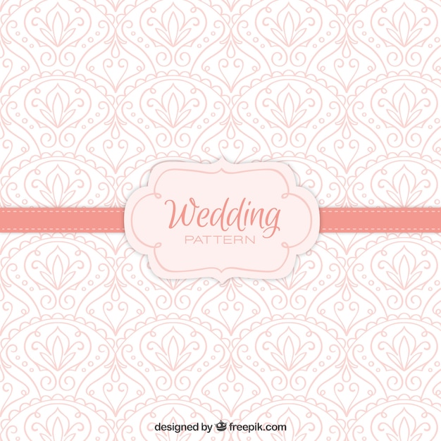 Free vector pink wedding pattern with hand drawn details