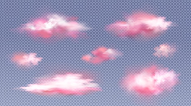 Free Vector pink and white clouds set