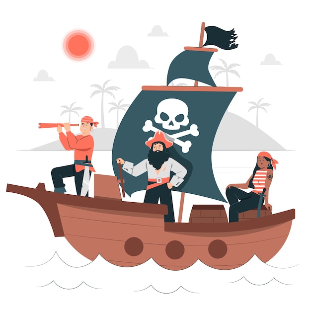 Free Vector pirate boat concept illustration