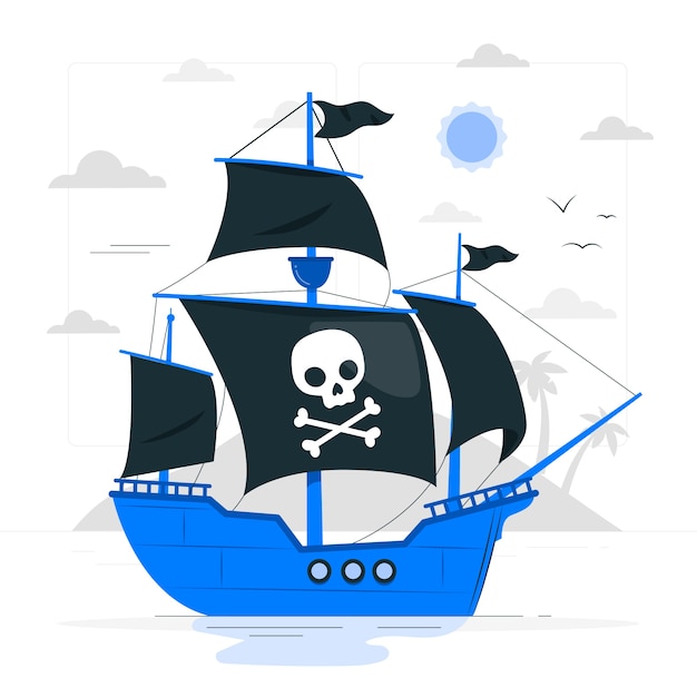 Free Vector pirate boat concept illustration