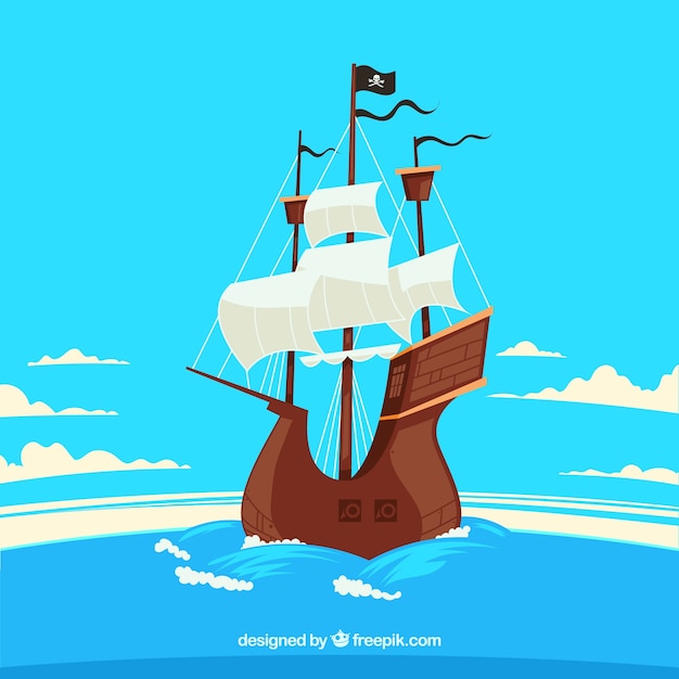 Free Vector pirate boat sailing background