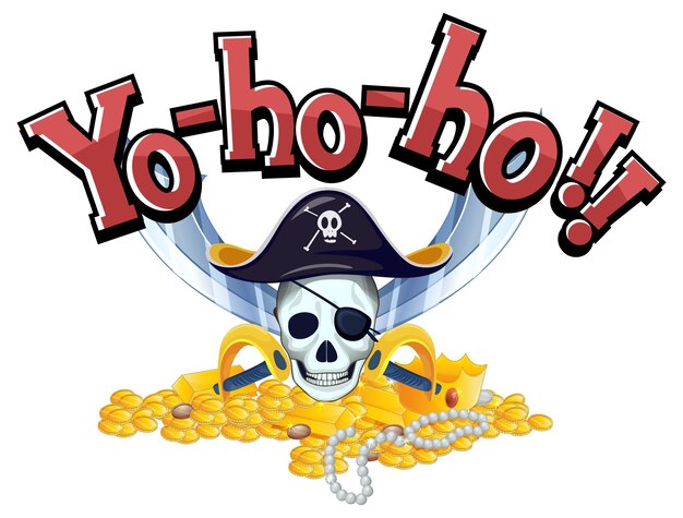 Pirate concept with Yo-ho-ho word banner and skull crossbones