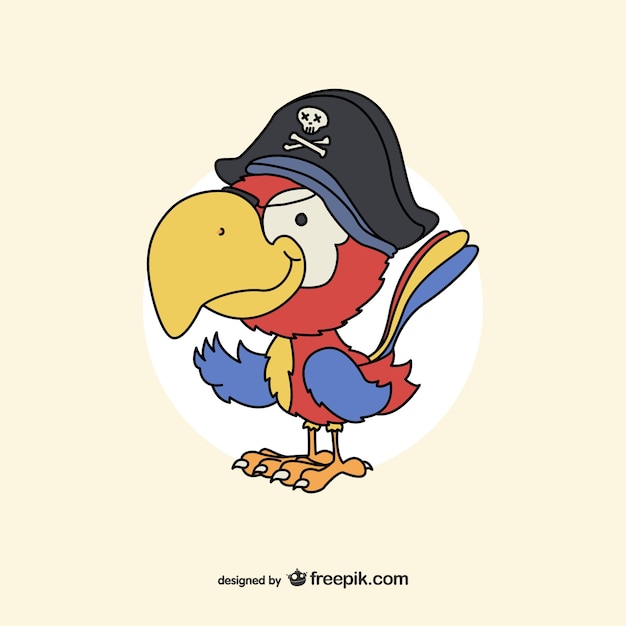 Free Vector pirate parrot drawing vector