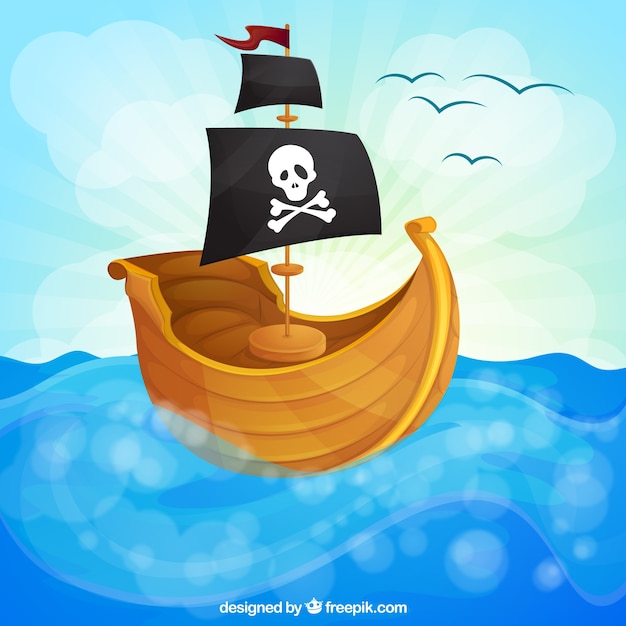 Free Vector pirate sailing boat background