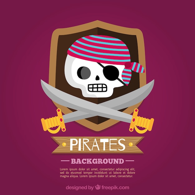 Pirate skull background with swords