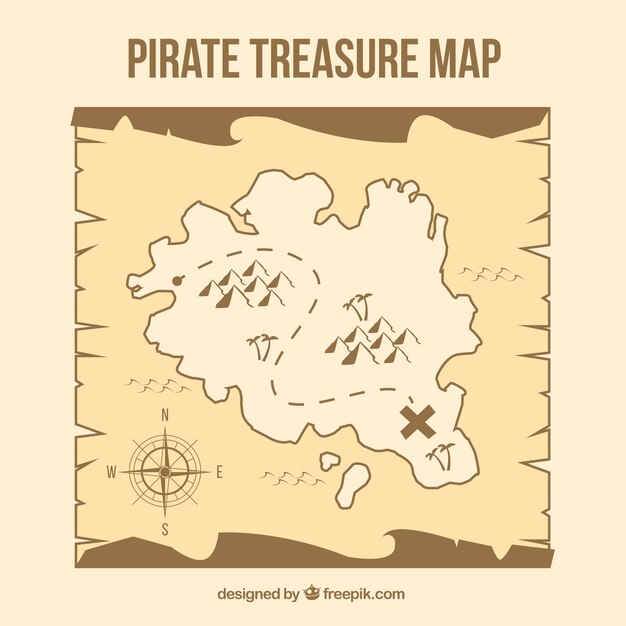 Pirate treasure map in brown tones