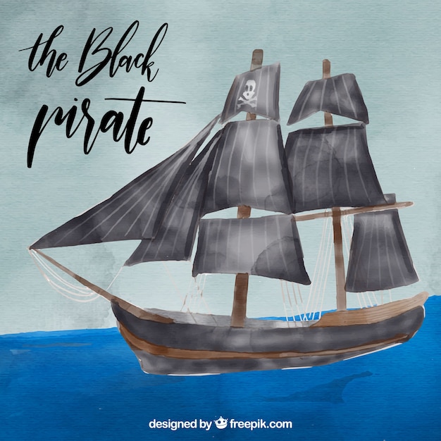 Free Vector pirate watercolor boat background