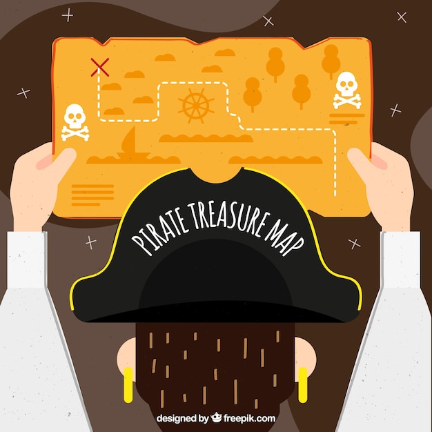 Free Vector pirate with treasure map