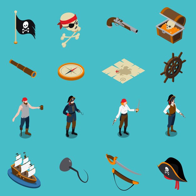 Pirates Isometric Icons