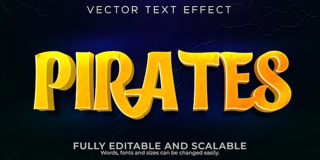 Pirates text effect, editable cartoon and comic text style