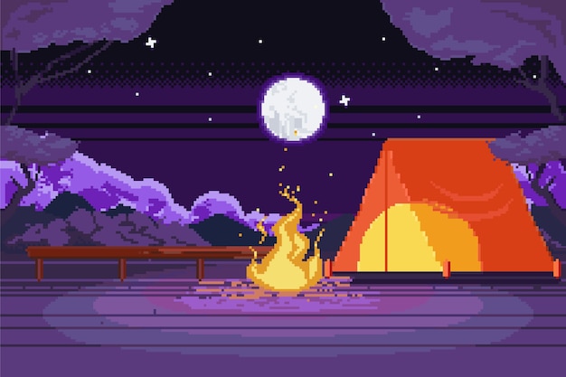 Pixel art vacation background