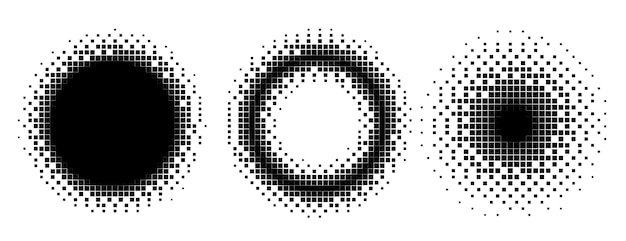 Pixel circles and frames halftone style set