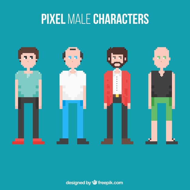 Free Vector  pixelated male characters