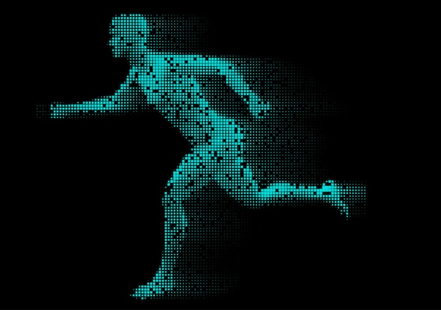 Pixelated male figure running