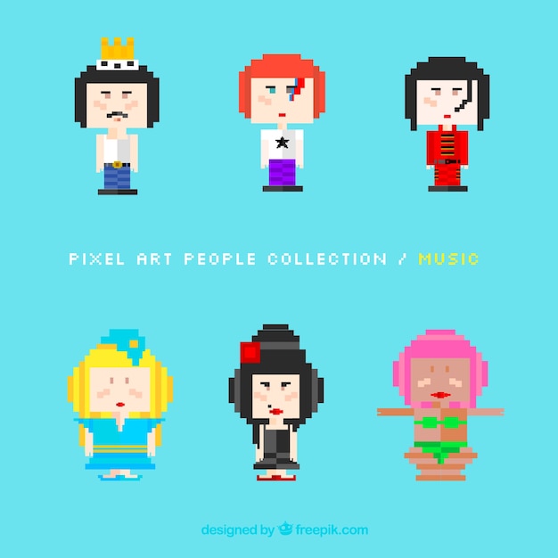 Free Vector  pixelated  music character pack 