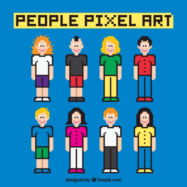 Free Vector pixelated people with outline