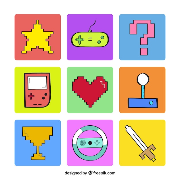 Free Vector pixelated videogame elements