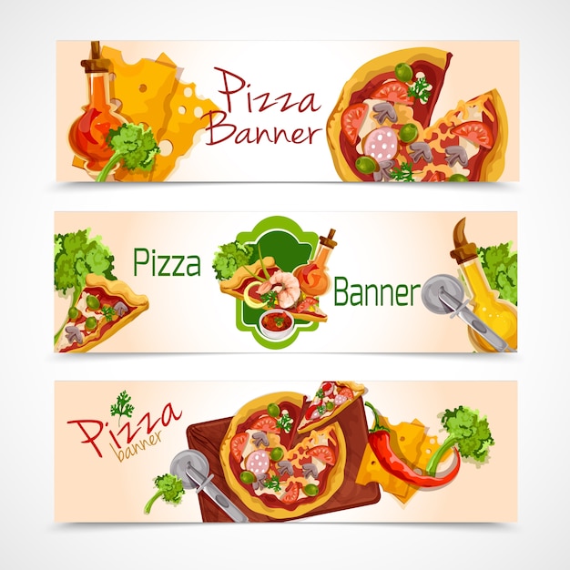 Free Vector pizza banners set