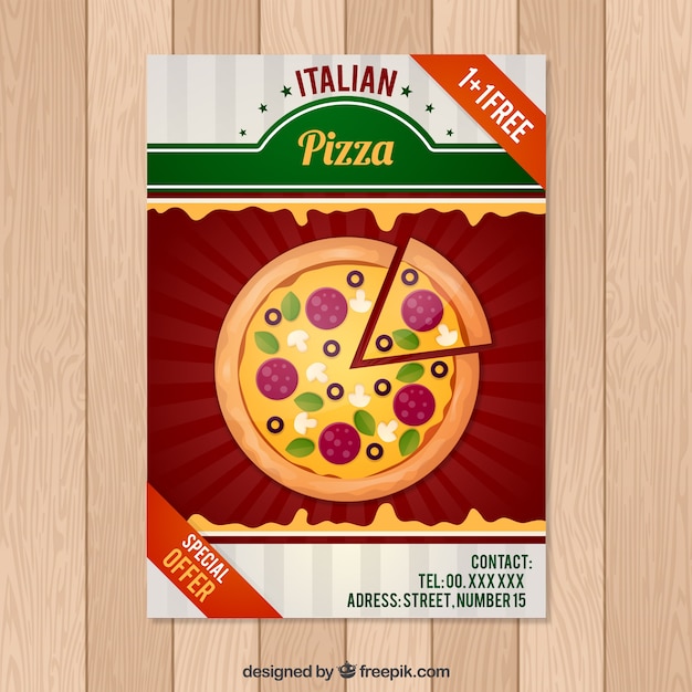 Free Vector pizza brochure in flat design