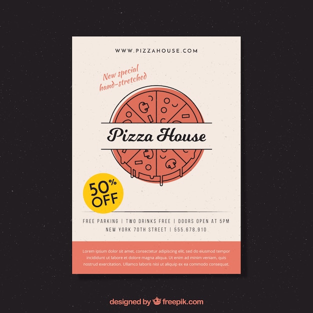 Free Vector pizza delivery booklet in linear style