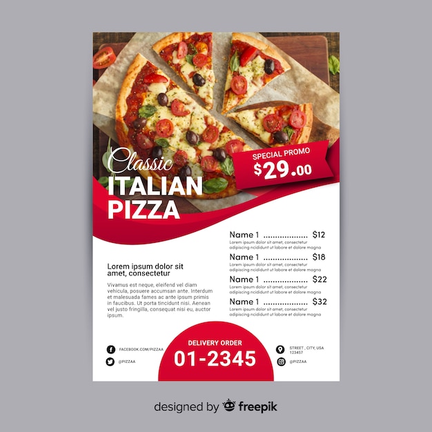 Free Vector pizza flyer template