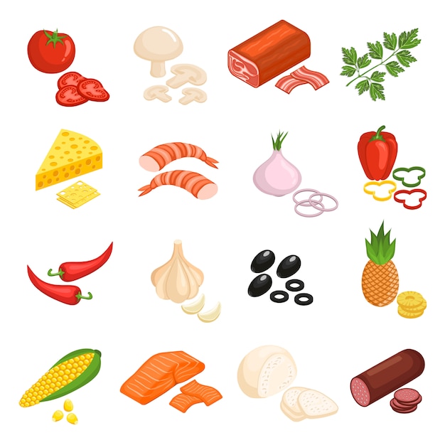 Pizza Ingredients Icons Set