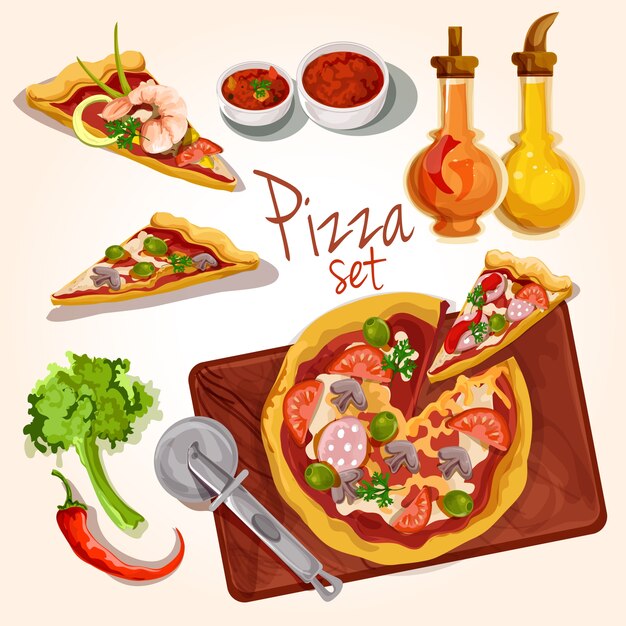 Pizza ingredients set