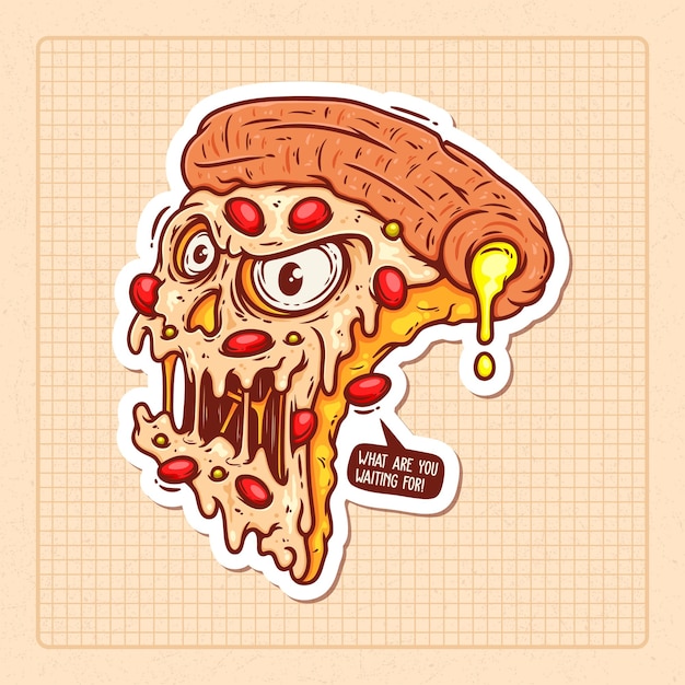 Free Vector pizza monsters hand drawn color vector doodle illustration