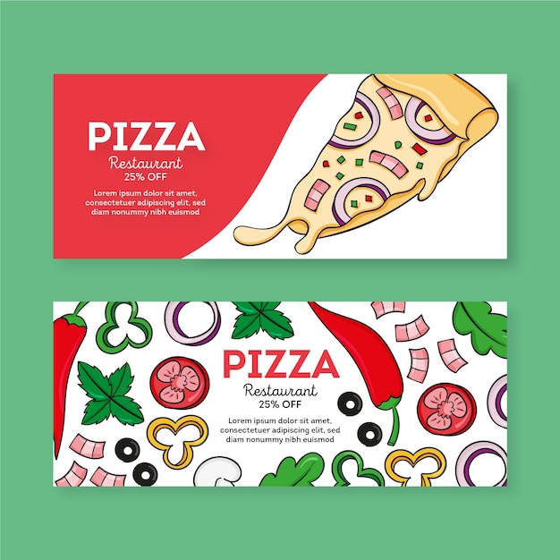 Free vector pizza restaurant banner set template