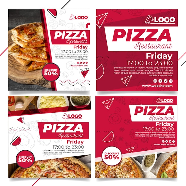 Free Vector pizza restaurant instagram posts