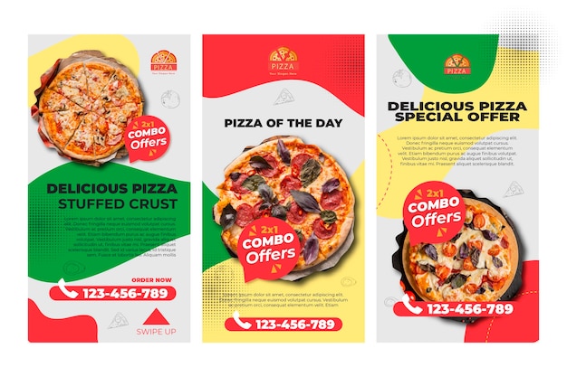 Free Vector pizza restaurant instagram stories template