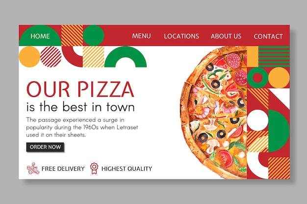 Free vector pizza restaurant landing page