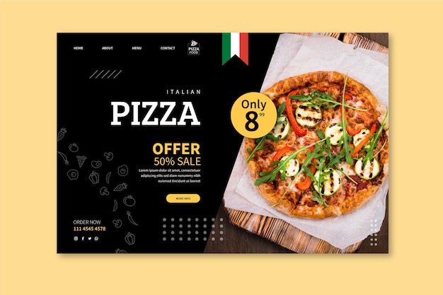 Free Vector pizza restaurant landing page