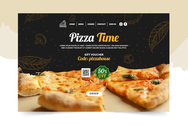 Free Vector pizza restaurant landing page