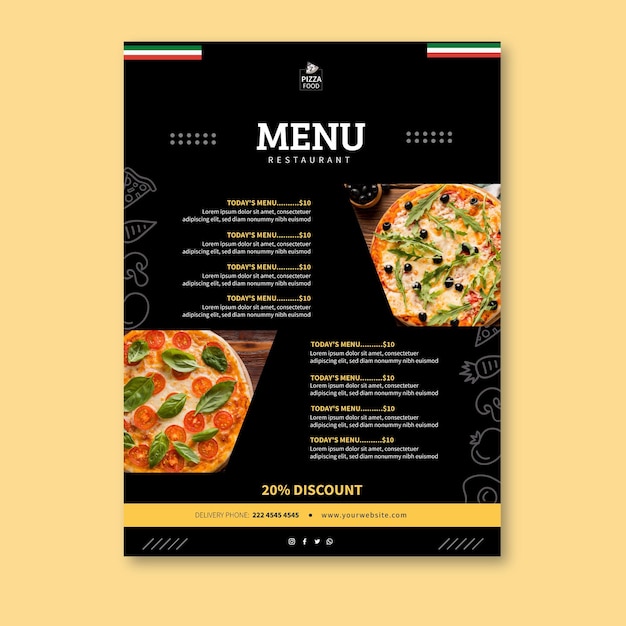 Free vector pizza restaurant menu template