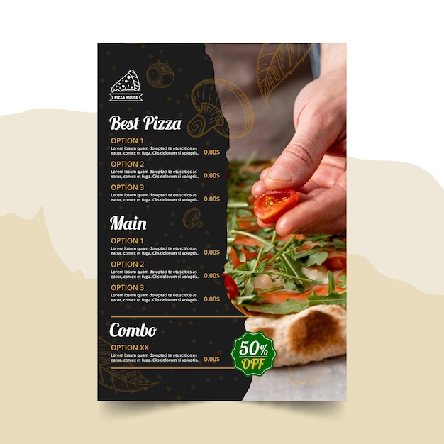 Pizza restaurant menu template