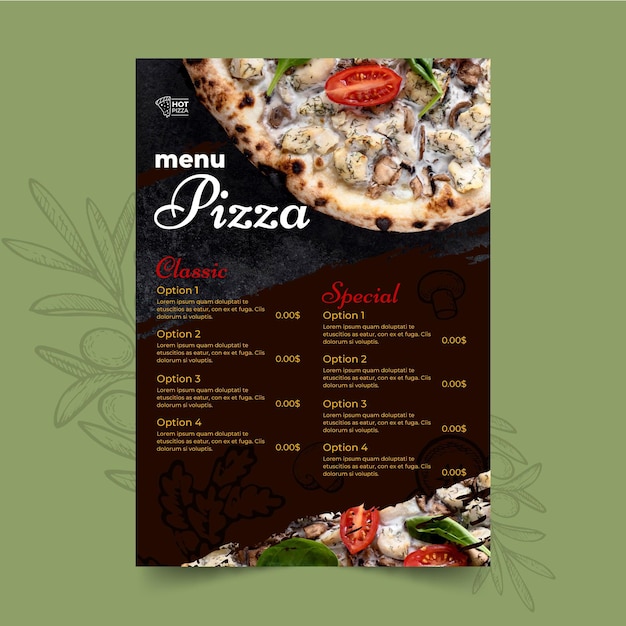 Pizza restaurant menu template