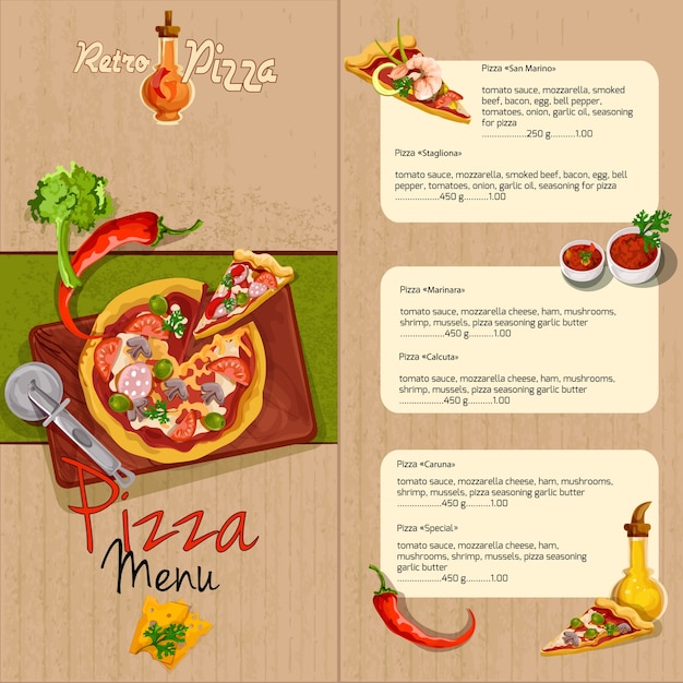 Free Vector pizza restaurant menu