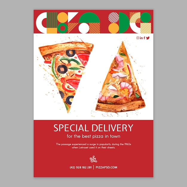 Free Vector pizza restaurant poster template