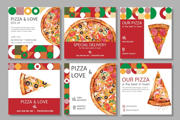 Free Vector pizza restaurant social media posts