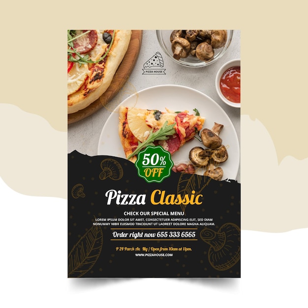 Free vector pizza restaurant vertical flyer template