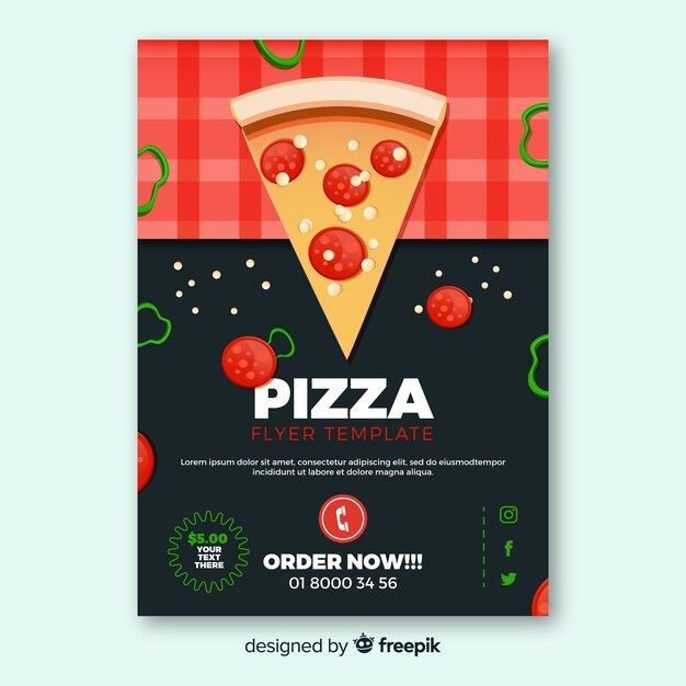 Pizza slice italian restaurant flyer