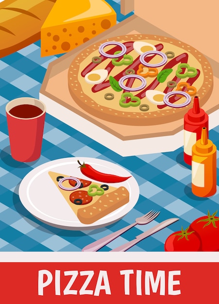 Free Vector pizza time isometric 