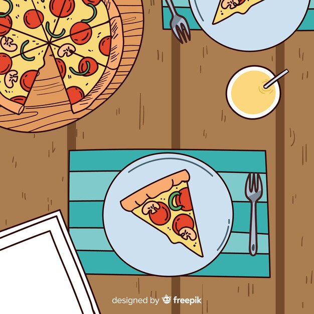 Pizza top view illustration