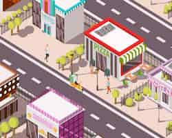 Free vector pizzeria isometric background